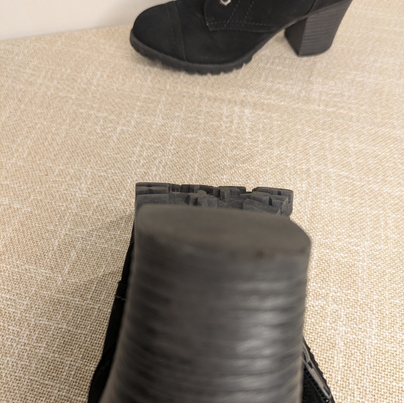 Y2K Lace Up Heeled Moto Ankle Boots By Bamboo Black Size 5.5 - Picture 10 of 12